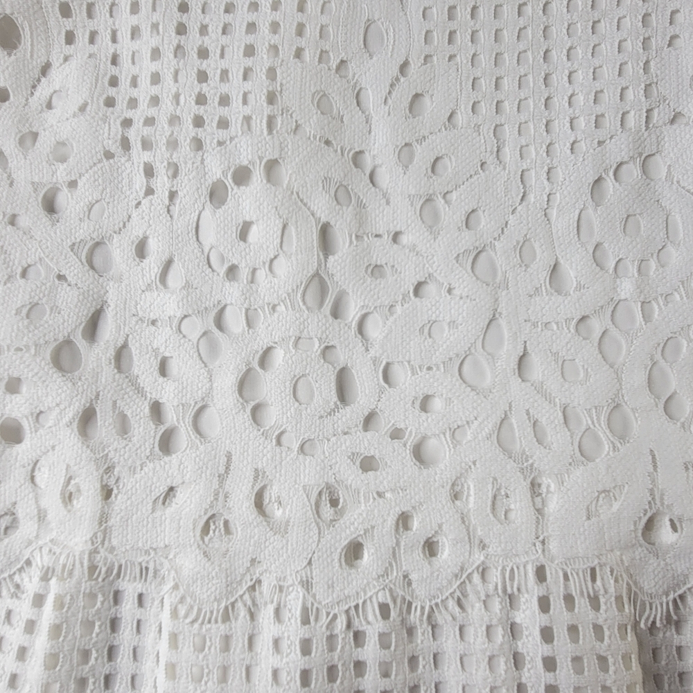 Alfani Lace Midi Dress 8 White A Line Sleeveless Fringe Trim Mothers Day New - Picture 5 of 13